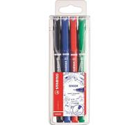 Pochette 4 Feutres Staiblo Sensor Pointe fine 0,3mm Assortiment classique