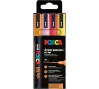 Pochette 4 Marqueurs Posca - Pc3m - Couleurs Pailletées - Pointe Fine - 0,9-1,3mm