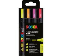 Pochette 4 marqueurs POSCA - PC5M - Couleurs fluos - Pointe moyenne