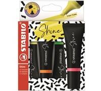 Pochette 4 surligneurs Stabilo Shine Pointe biseautée Noir G