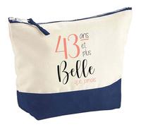 Pochette 43 Ans et Plus Belle Que jamais | Pouch | Idée Trousse Toilette Maquillage Cadeau Anniversaire Fête Original Famille Travail Départ Collègue Retraite