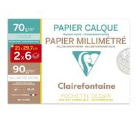 Pochette 6 feuilles calque 70 g + 6 feuilles millimétré 90 g Clairefontaine 21 x 29,7 cm