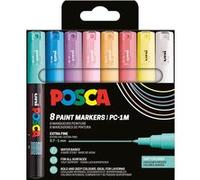 Pochette 8 marqueurs POSCA - PC1M - Couleurs douces - Pointe extra fine - 0,7-1mm