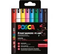 Pochette 8 marqueurs POSCA - PC1MR - Couleurs basiques - Pointe extra fine - 0,7mm
