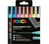 Pochette 8 marqueurs POSCA - PC3M - Couleurs douces - Pointe fine - 0,9-1,3mm