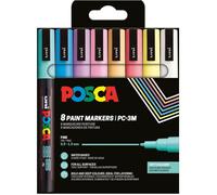 Pochette 8 marqueurs POSCA - PC3M - Couleurs douces - Pointe fine - 0,9-1,3mm