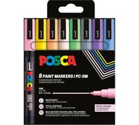 Posca Marqueurs PC3M – Pochette 8 – Pointe fine – Peinture à base d'eau – Pastel
