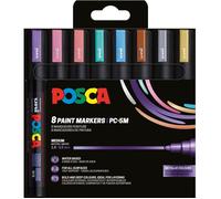 Pochette 8 marqueurs POSCA - PC5M - Couleurs métalliques - Pointe moyenne