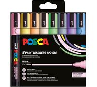Posca - Pochette 8 marqueurs PC5M - Pointe moyenne - Peinture à base d'eau - Couleurs pastel