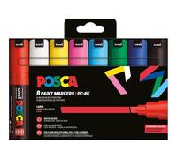 Posca – Marqueurs acryliques PC-8K – Pointe large biseautée 8 mm – Pack 8 couleurs assorties
