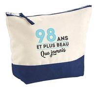 Pochette 98 Ans et Plus Beau Que jamais | Pouch | Idée Trousse Toilette Maquillage Cadeau Anniversaire Fête Original Famille Travail Départ Collègue Retraite