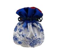 Pochette à bijoux en brocart avec cordon, 2 pcs Brocart De Soie Et Coton Lin Cordon Bijoux Sacs Multicolore 6.1x7.5 pouces(White (2 Pcs))