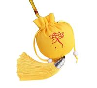 Pochette à bijoux en brocart avec cordon, Paquet de 4 sachets vides à cordon motif Lotus multicolore, 8cm x 9cm(Yellow)