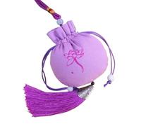 Pochette à bijoux en brocart avec cordon, Paquet de 4 sachets vides à cordon motif Lotus multicolore, 8cm x 9cm(Purple)