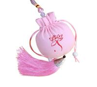 Pochette à bijoux en brocart avec cordon, Paquet de 4 sachets vides à cordon motif Lotus multicolore, 8cm x 9cm(Pink)
