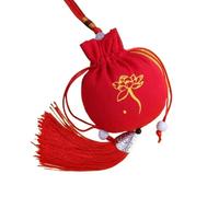 Pochette à bijoux en brocart avec cordon, Paquet de 4 sachets vides à cordon motif Lotus multicolore, 8cm x 9cm(Red)