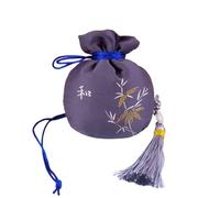 Pochette à bijoux en brocart avec cordon, Sac en brocart multicolore, 4 pièces, sac vide avec cordon de serrage, avec pompon, for bijoux, miroir de voiture(H1)