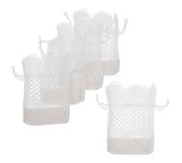 Pochette à Bijoux en Coton Lin Blanc 5 Pièces 10x14 Cm à Cordon | Liseré Dentelle, Format Compact pour Petits Accessoires, Rangement Maison et Présents de Fête
