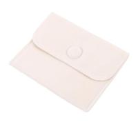 Pochette à Bijoux en Flannelette Beige, Sacoche à Bouton-pression | Léger, Réutilisable et Agréable au Toucher, pour Bijoux et Écouteurs, Style Délicat, Mariage et Noël