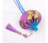 Pochette à bijoux en soie avec cordon de serrage, porte-monnaie en brocart brodé, 4 sachets chinois à motifs floraux, pochettes à cordon, sac cadeau vide avec pompon, pour voiture(Purple)