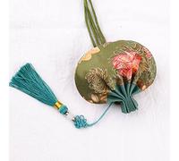 Pochette à bijoux en soie avec cordon de serrage, porte-monnaie en brocart brodé, 4 sachets chinois à motifs floraux, pochettes à cordon, sac cadeau vide avec pompon, pour voiture(Green)