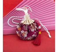 Pochette à bijoux en soie avec cordon de serrage, porte-monnaie en brocart brodé, 4 sachets chinois, pochettes à fleurs brodées, sac cadeau à cordon, sac parfumé vide avec pompon, voiture(H1)