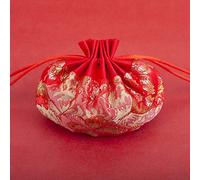 Pochette à bijoux en soie avec cordon de serrage, porte-monnaie en soie brodée, 4 sachets, pochette brodée, sac cadeau à cordon, sac parfumé vide, pendentif pour voiture Hanfu(Red)