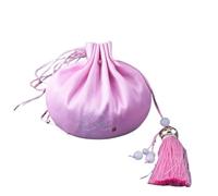 Pochette à bijoux en soie avec cordon de serrage, porte-monnaie en soie brodée en brocart, 4 sachets chinois, pochettes brodées en forme de lotus, sac cadeau à cordon, sac parfumé vide avec(Pink)