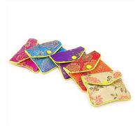 Pochette à bijoux en soie brodée brocart, 36 pièces, couleurs variées