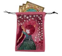 Pochette à bijoux en velours | Pochette de sac de carte de tarot portable | Petit sac de rangement pour cartes de tarot, à cordon en tissu pour les passionnés de , les conseillers, les psycho