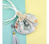 Pochette à broderie en brocart, Sac de sachet cordon broderie fleur brocart multicolore 4 pièces avec le gland(H1)