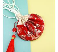 Pochette à broderie en brocart, Sac de sachet cordon broderie fleur brocart multicolore 4 pièces avec le gland(Red)