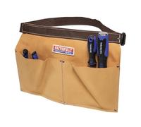 Pochette à Clous Faithfull en Cuir suédé à Deux Poches - Ceinture à Outils avec Passant pour Marteau et Sangle réglable pour charpentiers, couvreurs et menuisiers - Beige