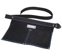 Pochette à clous Faithfull en cuir suédé à deux poches - Ceinture à outils avec passant pour marteau et sangle réglable pour charpentiers, couvreurs et menuisiers - Noir