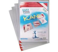 Tarifold Pochettes plastiques adhésives A5 FR 195770 Kang Easy Clic coin rouge – Pack 5