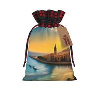 Pochette à cordon imprimé Sunset in Barcelona Holiday S pour fête, mariage et festival, polyester léger