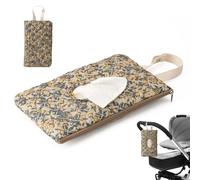 Pochette à couches et lingettes, pochette à lingettes réutilisable florale portable rechargeable sac matelassé avec lanière pour voyage décontracté, support de lingette pour sac couches