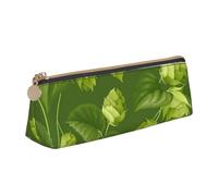 Pochette à Crayons, étui à Stylo Triangulaire, Sac à Crayons Portable, Pochette en Cuir pour l'école et Le Bureau,Modèle De Houblon Et De Feuilles Vertes