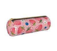 Pochette à Crayons, étui à stylos, Sac à Crayons Portable, Pochette en Cuir, Sacs de Rangement de papeterie, Belle Fraise Rose