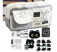 Pochette À Crayons Mignonne Mignonne Multi-Compartiments Grande Capacité À | Trousse Chat Noir Pour Cahier Scolaire Pour L'École, L'Université, La Bibliothèque, La Maison, Le Camp