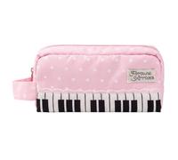Pochette à Crayons pour Clavier de Piano, Bordure Dentelle à Pois, | Pochette à crayons portable avec fermeture éclair en dentelle pour adolescentes et étudiants en polyester réutilisable