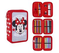Pochette à crayons triple Minnie Mouse 43 Pièces Rouge (12 x 19,5 x 6,5 cm)