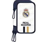 Pochette à crayons triple Real Madrid C.F. Blanc 12.5 x 19.5 x 5.5 cm (36 Pièces)