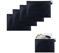 Pochette à Document A5, Sacs de Fichiers en Tissu Oxford, Pochette Document Zip, Document Dossier étanche, pour Stocker Des Documents, Des Magazines, Des Livres, Des Clés, Noir, 4 Pièces