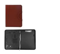 Pochette A Documents En Cuir Classeur en cuir A4 avec fermeture éclair, classeur de conférence, porte-documents, tablette, portable, poignée circulaire, sac classement(Brown)