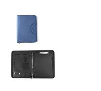 Pochette A Documents En Cuir Classeur en cuir A4 avec fermeture éclair, classeur de conférence, porte-documents, tablette, portable, poignée circulaire, sac classement(Blue)