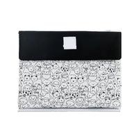 Pochette à Documents En Feutre Sac de rangement à fermeture éclair grande capacité, sac papeterie for étudiants, apparence dessin animé(Black)