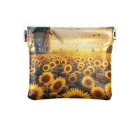 Pochette à fermeture à pression, porte-monnaie en cuir PU avec tournesols nuageux, organisateur de portefeuille portable, Tournesols Ukraine, one size, Tournesols Ukraine