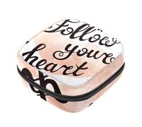 Pochette à fermeture éclair pour tasse menstruelle, sacs de rangement pour serviettes hygiéniques, Follow Your Heart Soft Tampons Collect Holder Porte-monnaie pour filles femmes femmes féminins