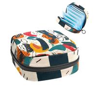 Pochette à fermeture éclair pour tasse menstruelle, sacs de rangement pour serviettes hygiéniques, motif abstrait coloré dessiné à la main, tampons doux, porte-monnaie pour filles, femmes, femmes